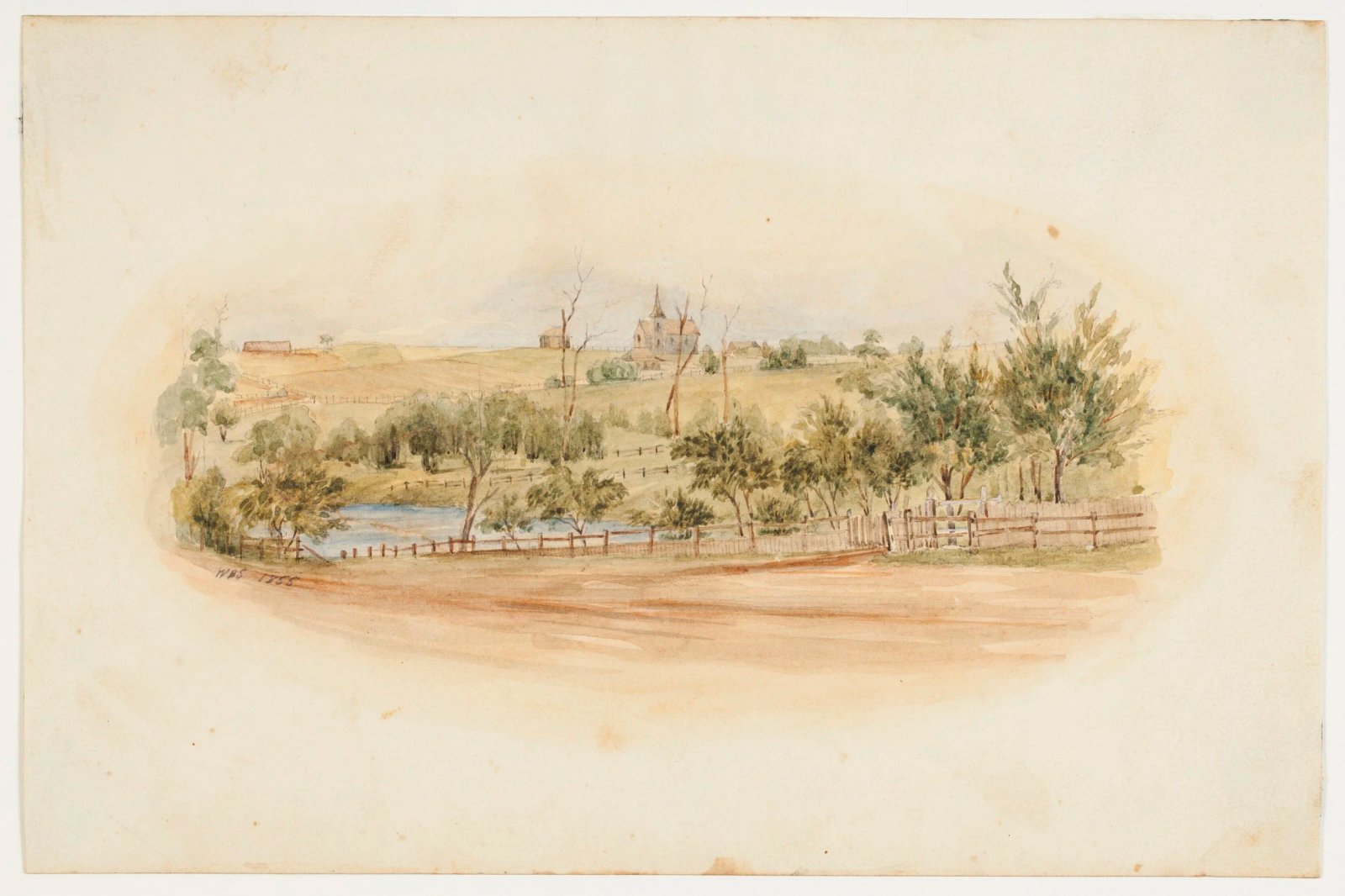 View from the entrance of G. Suttor's Residence, looking north-west to Pennant Hills Road, 1855